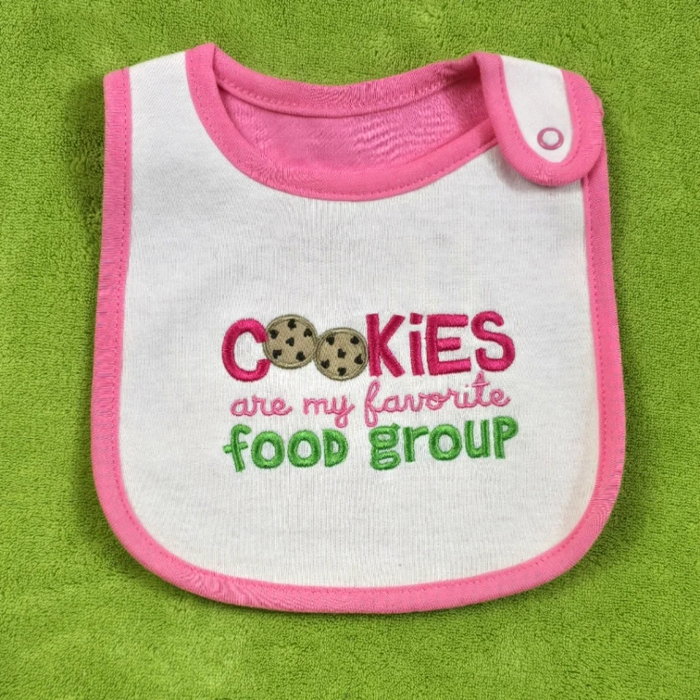 NWT  Baby Girls 3-pk BIBS  set - 🍪  Sugar Made Me Do It - pink Polka- dots (Q5)